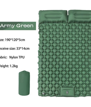 Ultralight Inflatable Sleeping Pad with Pillow - 1-2 Person Camping Mattress