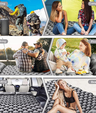 Ultralight Inflatable Sleeping Pad with Pillow - 1-2 Person Camping Mattress