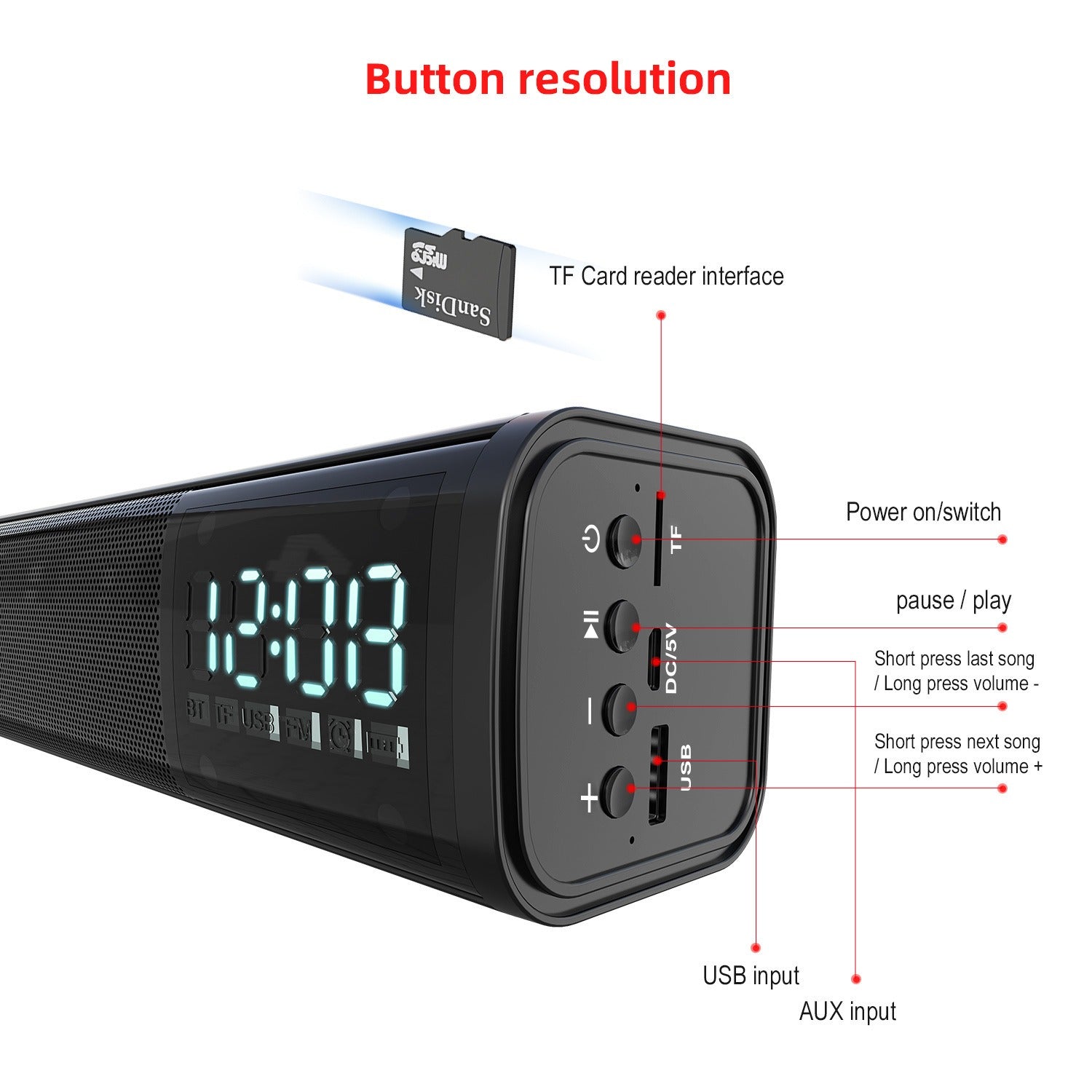 Bluetooth speaker long strip speaker