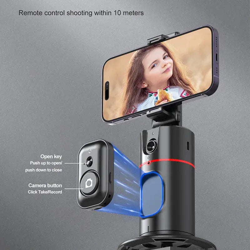 Auto Face Tracking Gimbal 360 Rotation Phone Holder Stabilizing Tripod