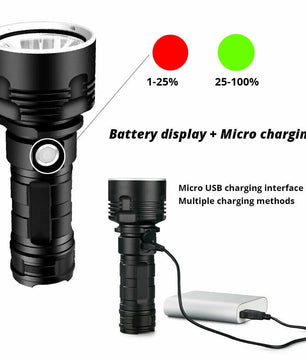 Strong Light Fixed Focus Flashlight USB Charging Outdoor Lighting Strong