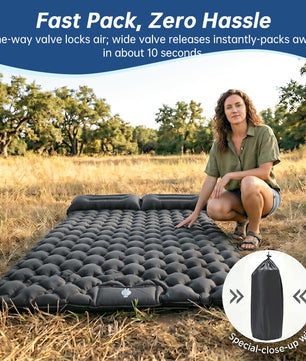 Ultralight Inflatable Sleeping Pad with Pillow - 1-2 Person Camping Mattress