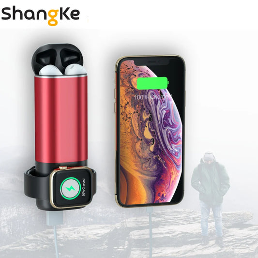 3 In1 Wireless Charger Power Bank  Portable Charging Bank for iPhone AirPods Apple Watch